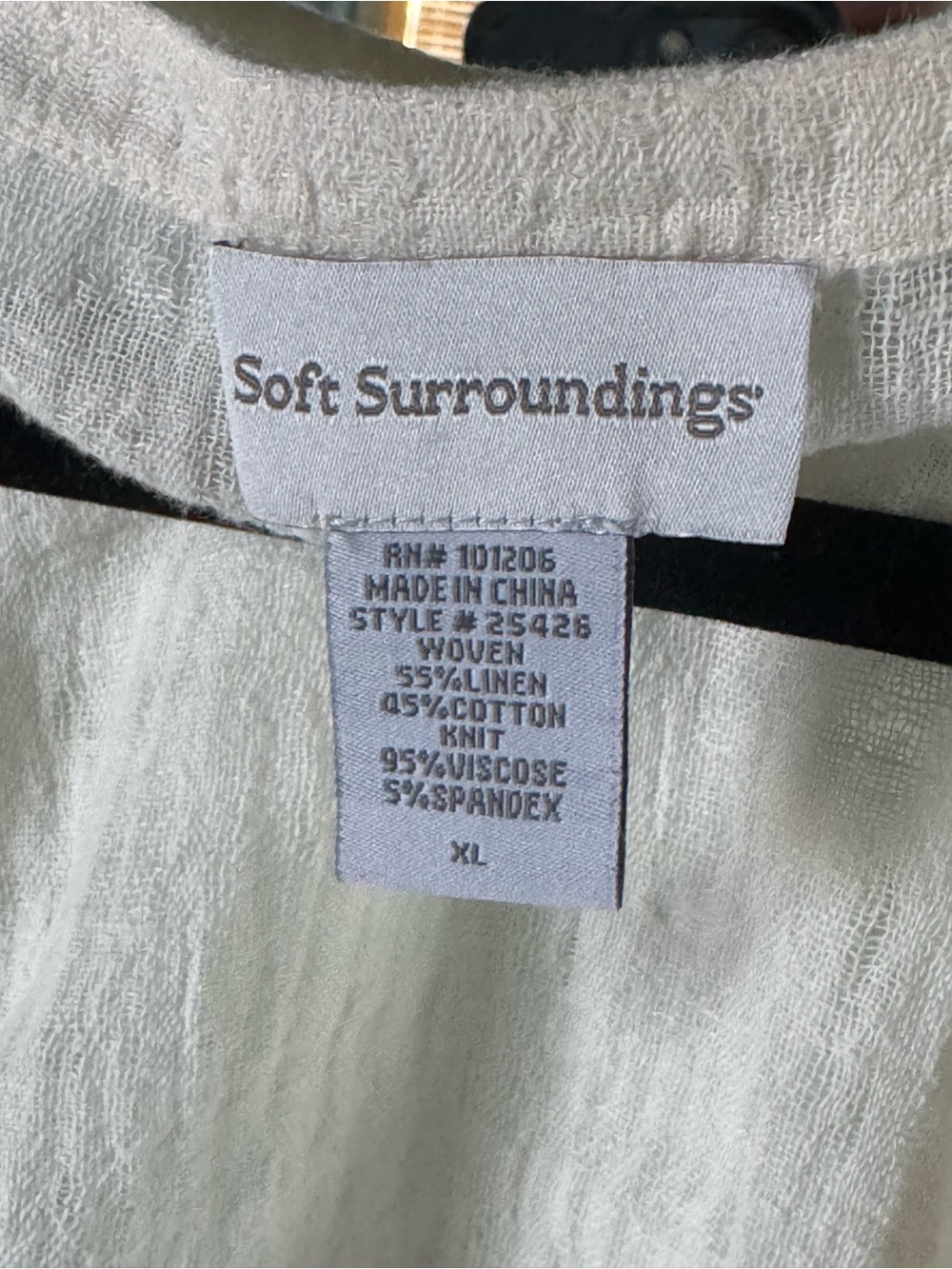 Soft Surroundings Linen Weekender Gauzy Cream Shell Button-Henley Tunic Size XL - Picture 6 of 6
